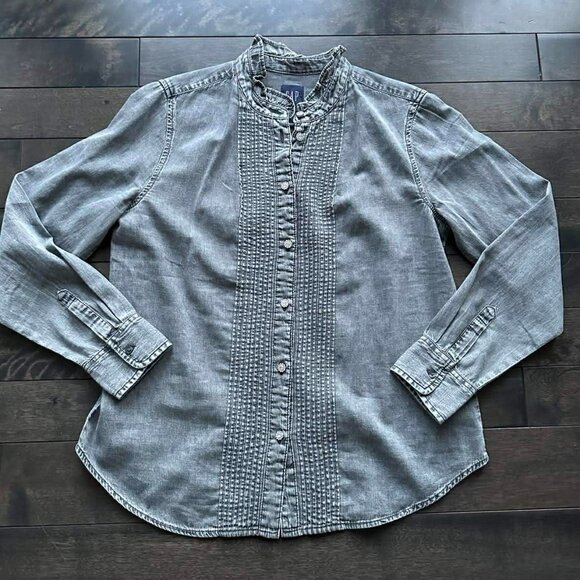 Gap Rhinestone Button Denim Shirt - Picture 1 of 3